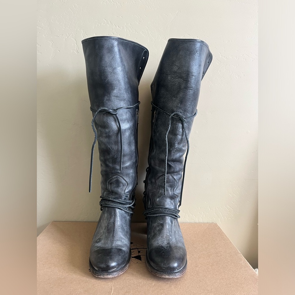 Freebird by Steven - Women's Black Leather Knee-High Boots - size 10